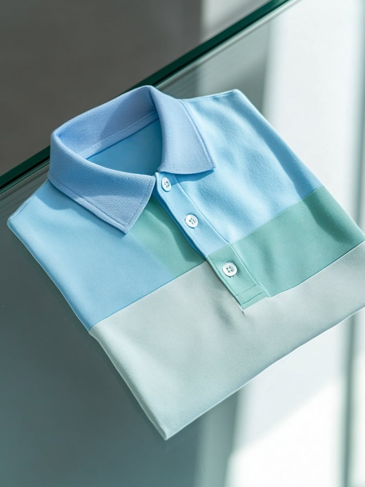 Camisa polo Smart casual en bloques de color Logo Button de manga corta para hombre
