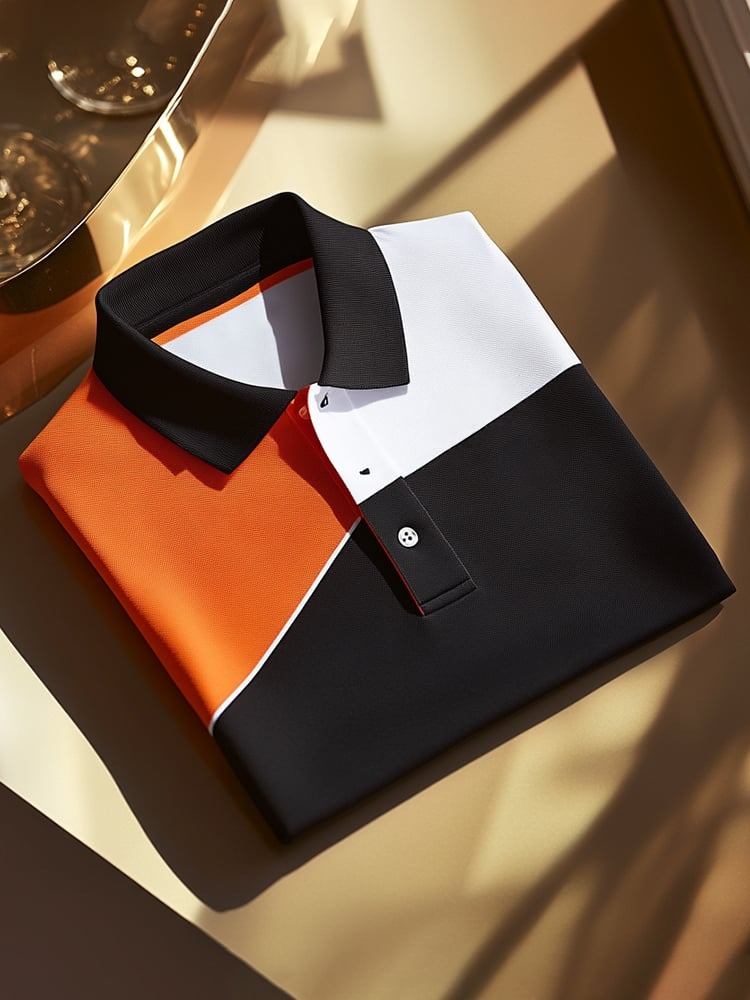Camisa polo clásico ejecutivo Logo Button de manga corta para hombre