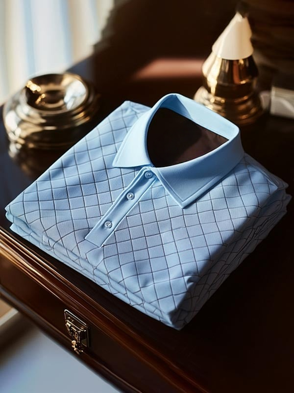Camisa polo clásico ejecutivo Diamond Logo Button de manga corta para hombre