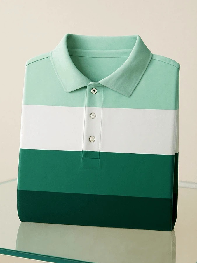 Camisa polo ejecutivo casual estampado de manga corta para hombre