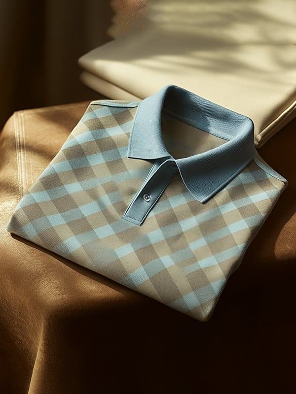 Camisa polo ejecutivo clásico Twill Logo Button de manga corta para hombre