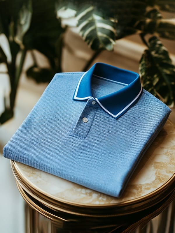 Camisa polo ejecutivo clásico Solid Logo Button de manga corta para hombre