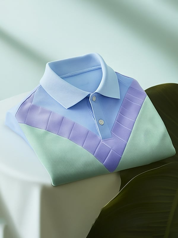 Camisa polo ejecutivo clásico Contrast Logo Button de manga corta para hombre