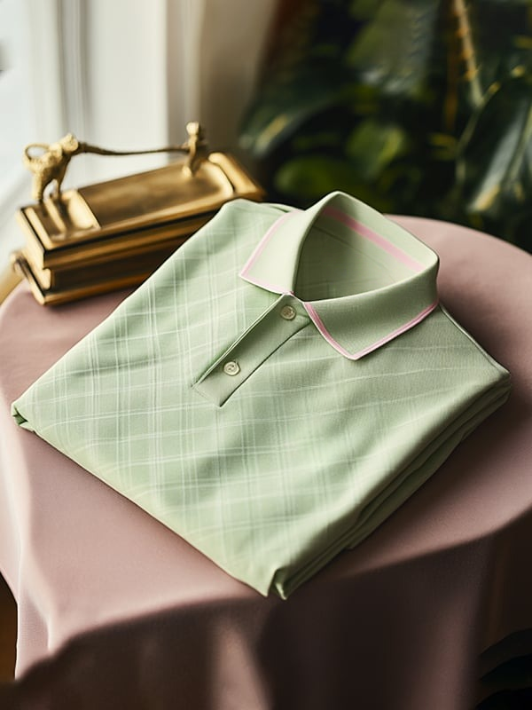 Camisa polo ejecutivo clásico Solid rayas Logo Button de manga corta para hombre