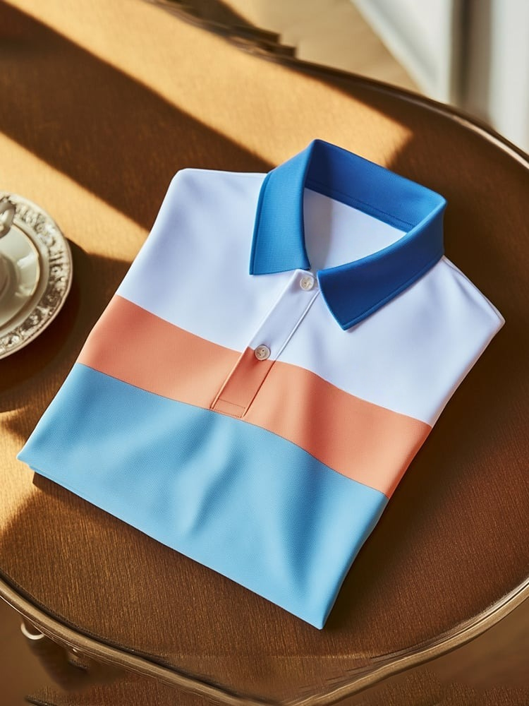 Camisa polo clásico ejecutivo Logo Button de manga corta para hombre