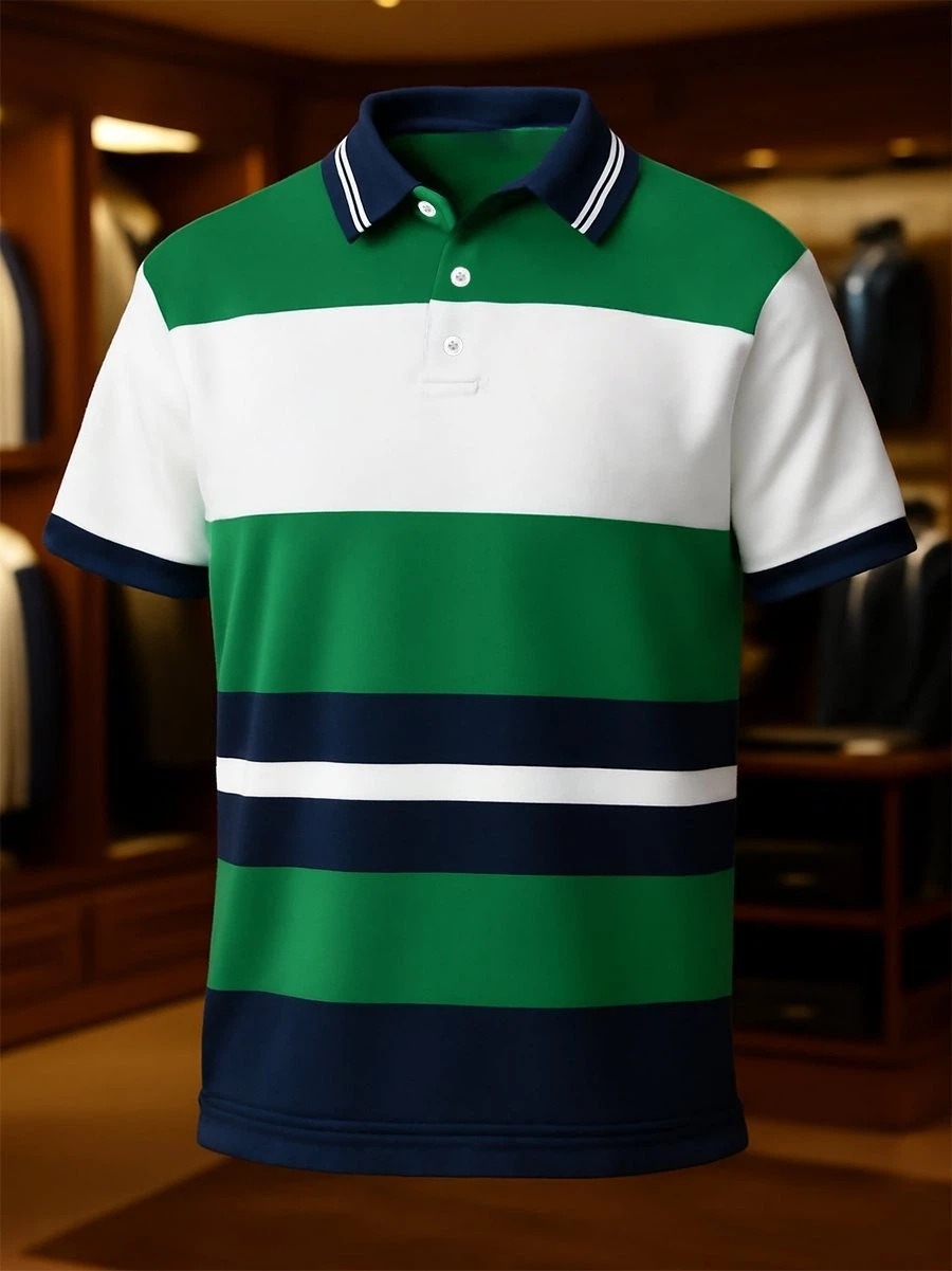 Camisa polo ejecutivo casual Button de manga corta para hombre