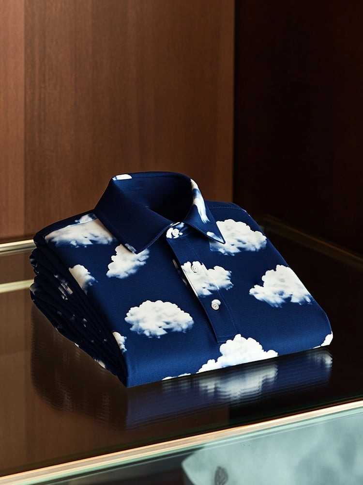 Camisa polo ejecutivo casual Cloud Button de manga corta para hombre