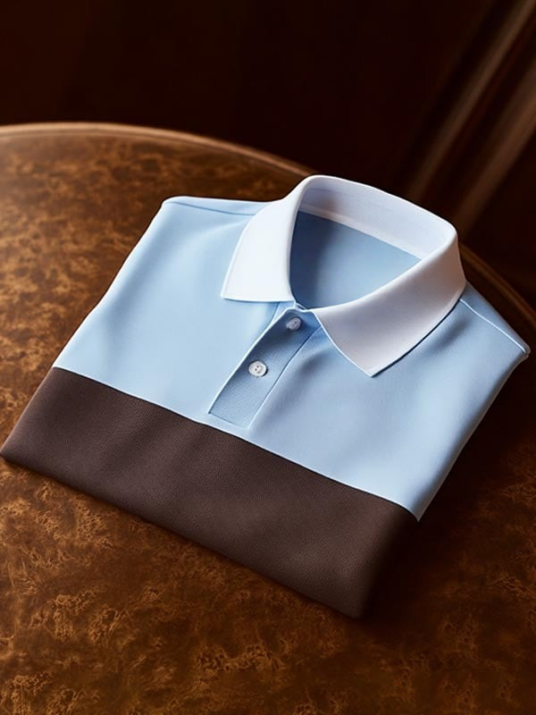 Camisa polo ejecutivo clásico a rayas Logo de manga corta para hombre