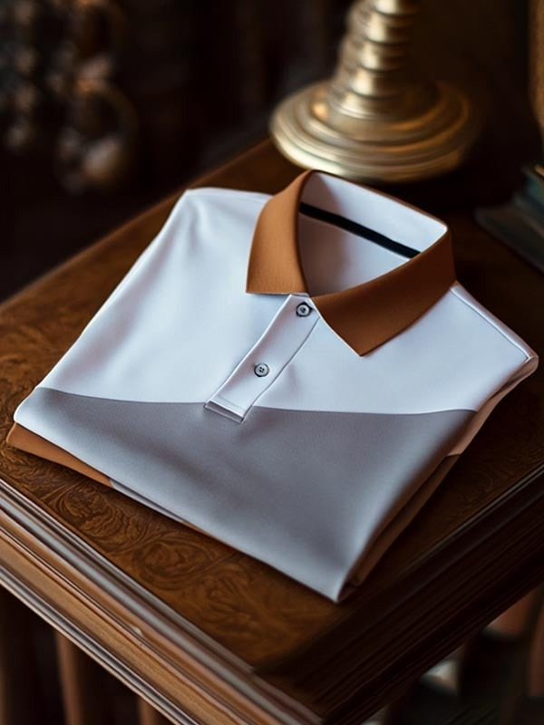 Camisa polo ejecutivo clásico a rayas Logo de manga corta para hombre