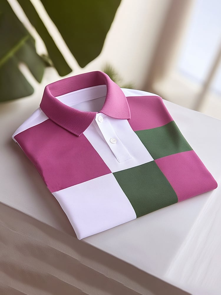 Camisa polo clásico ejecutivo Logo Button de manga corta para hombre