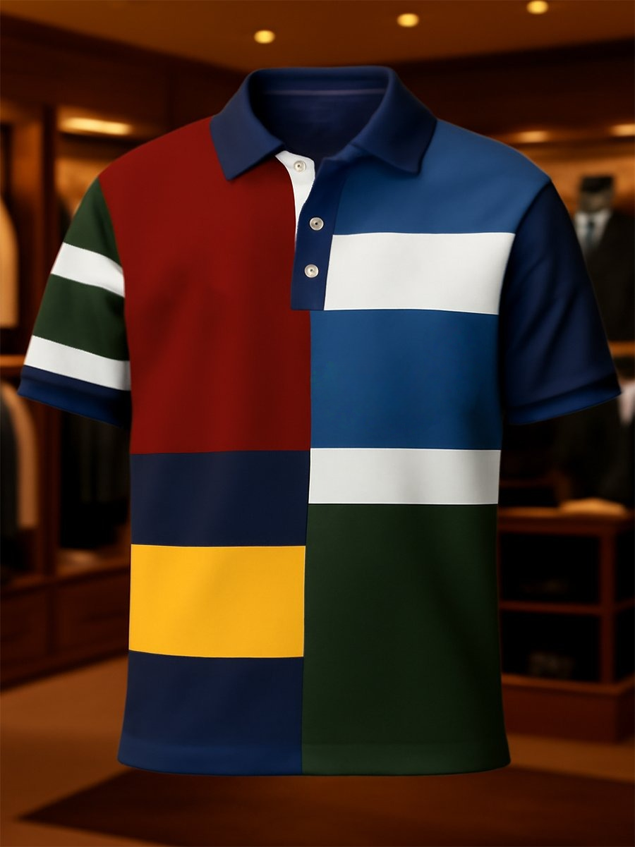Camisa polo ejecutivo casual Button de manga corta para hombre