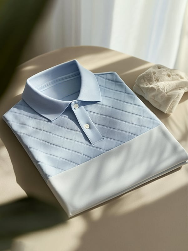 Camisa polo ejecutivo clásico Twill Logo Button de manga corta para hombre