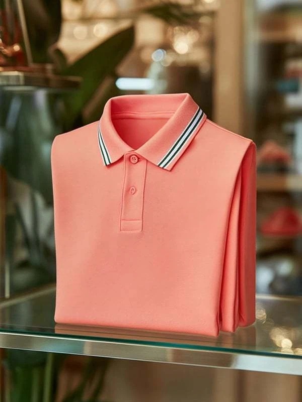 Camisa polo clásico Solid ejecutivo Logo Button de manga corta para hombre