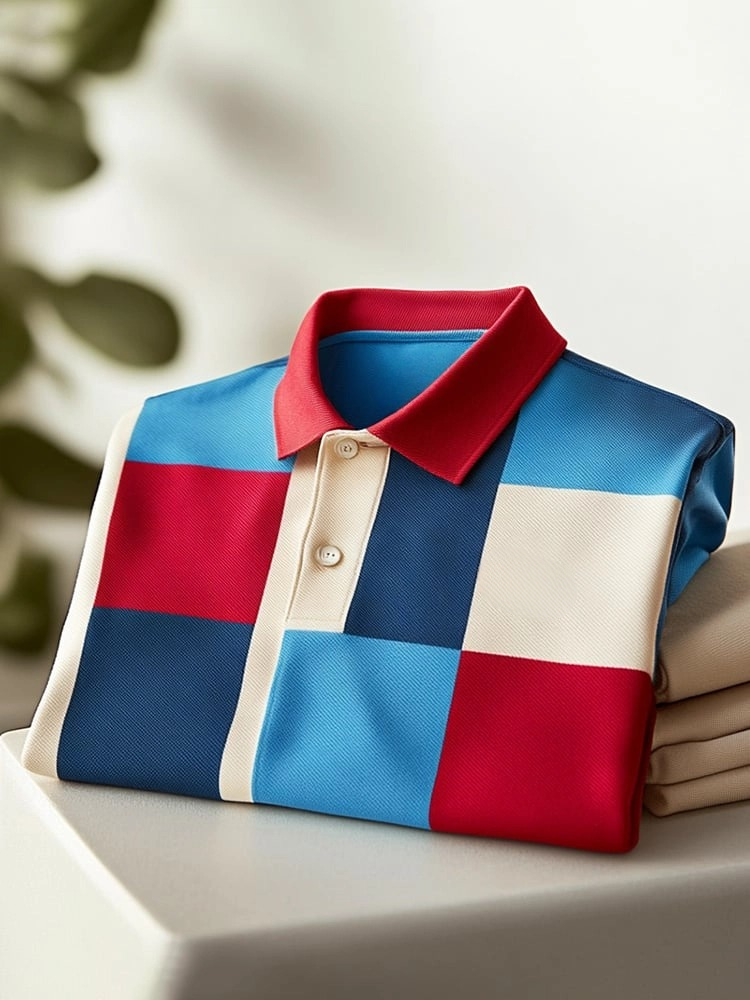 Camisa polo clásico ejecutivo Logo Button de manga corta para hombre