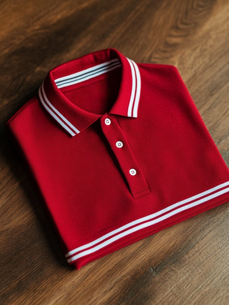 Camisa polo ejecutivo casual a rayas Button de manga corta para hombre