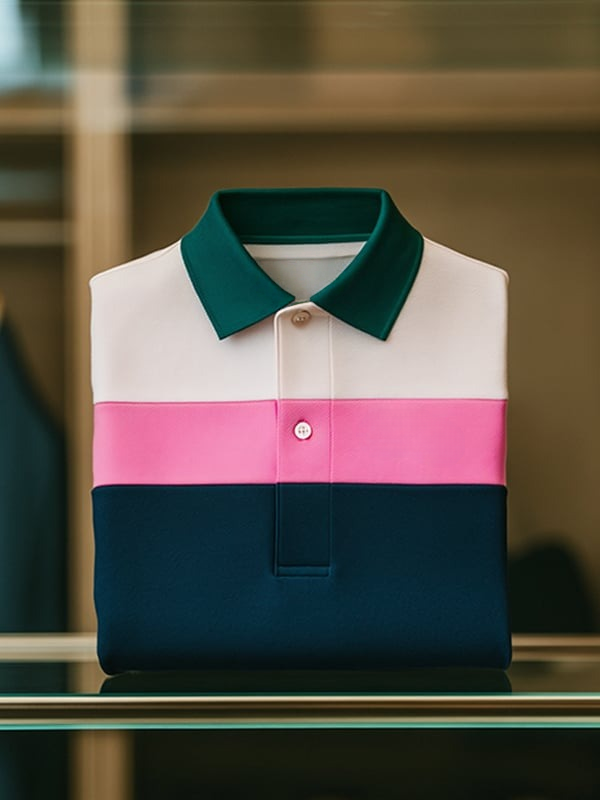 Camisa polo clásico ejecutivo Check Logo Button de manga corta para hombre