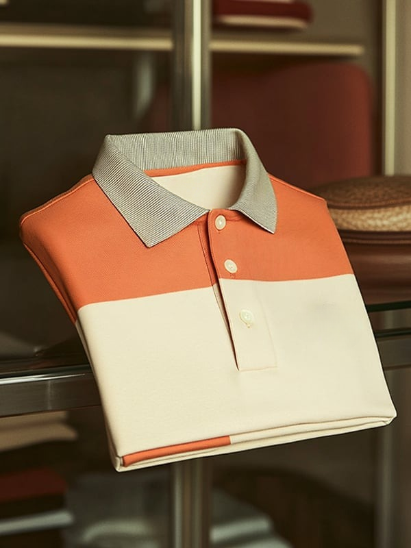 Camisa polo clásico ejecutivo Check Logo Button de manga corta para hombre