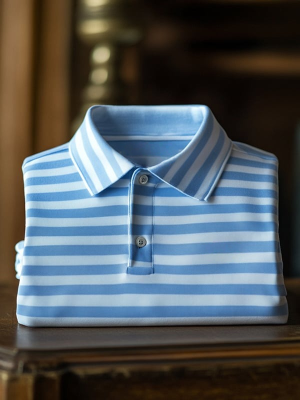 Camisa polo clásico ejecutivo Check Logo Button de manga corta para hombre