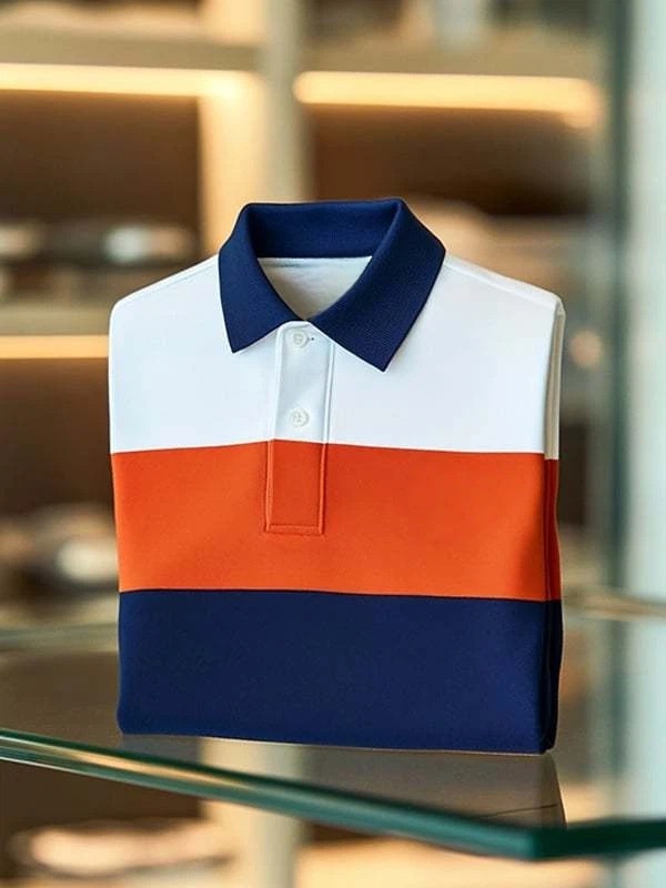 Camisa polo clásico ejecutivo Check Logo Button de manga corta para hombre