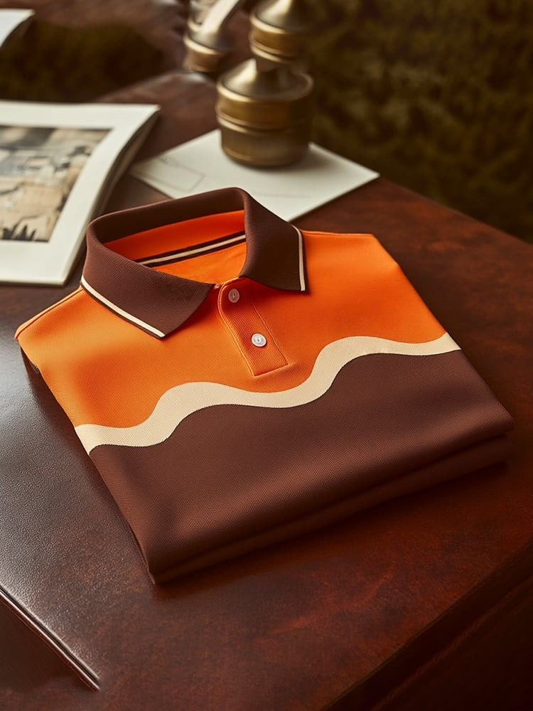Camisa polo clásico ejecutivo Check Logo Button de manga corta para hombre
