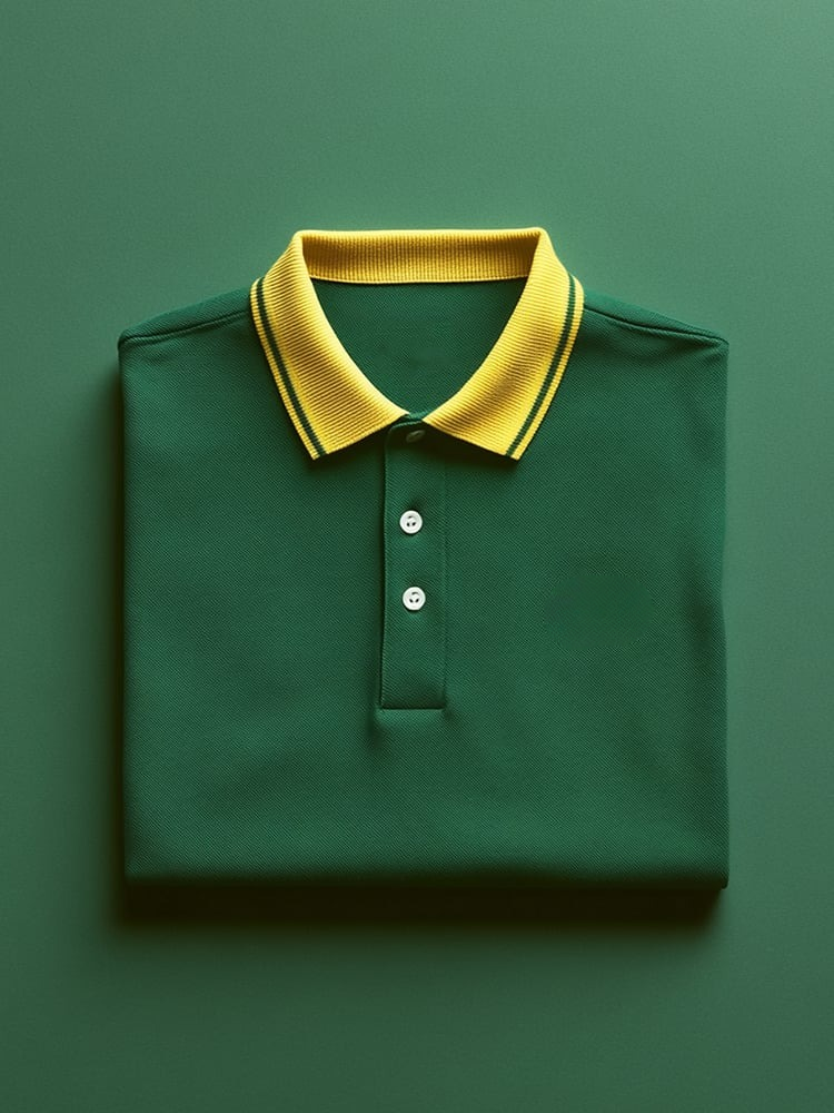 Camisa polo ejecutivo casual Green Button de manga corta para hombre