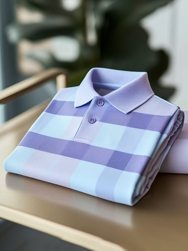 Camisa polo clásico ejecutivo Check Logo Button de manga corta para hombre