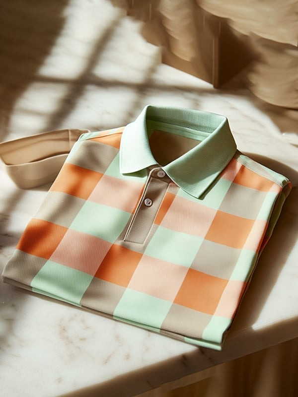 Camisa polo clásico ejecutivo Contrast Logo Button de manga corta para hombre