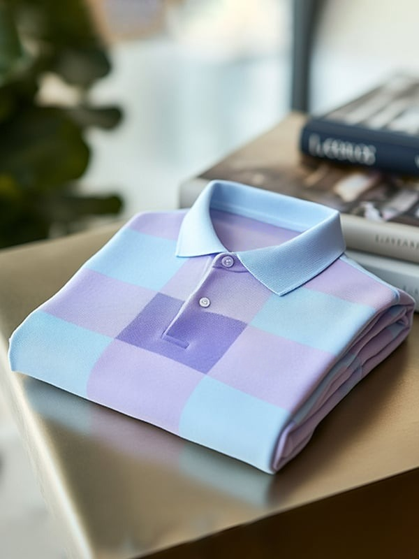 Camisa polo clásico ejecutivo Contrast Logo Button de manga corta para hombre