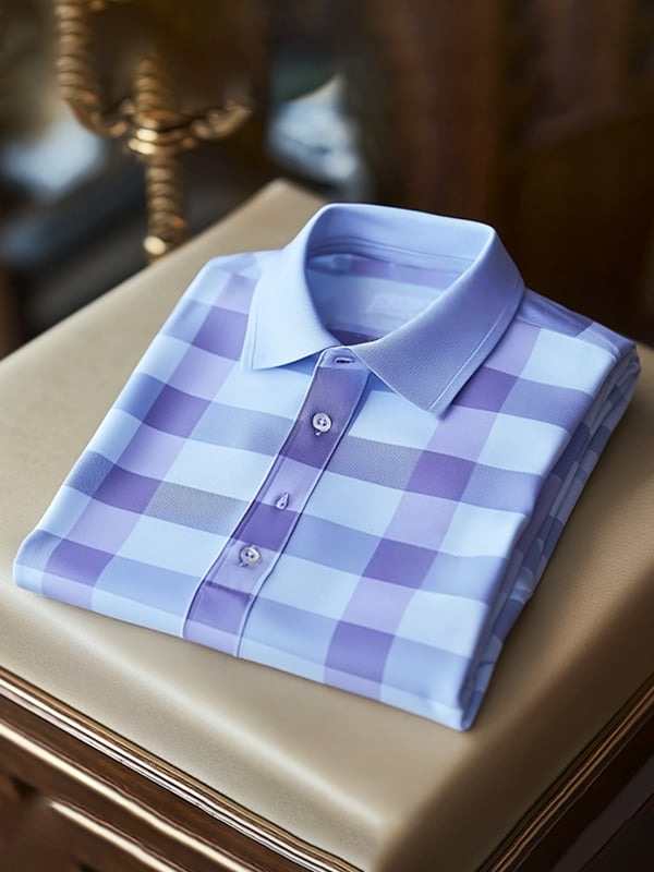 Camisa polo clásico ejecutivo Check Logo Button de manga corta para hombre