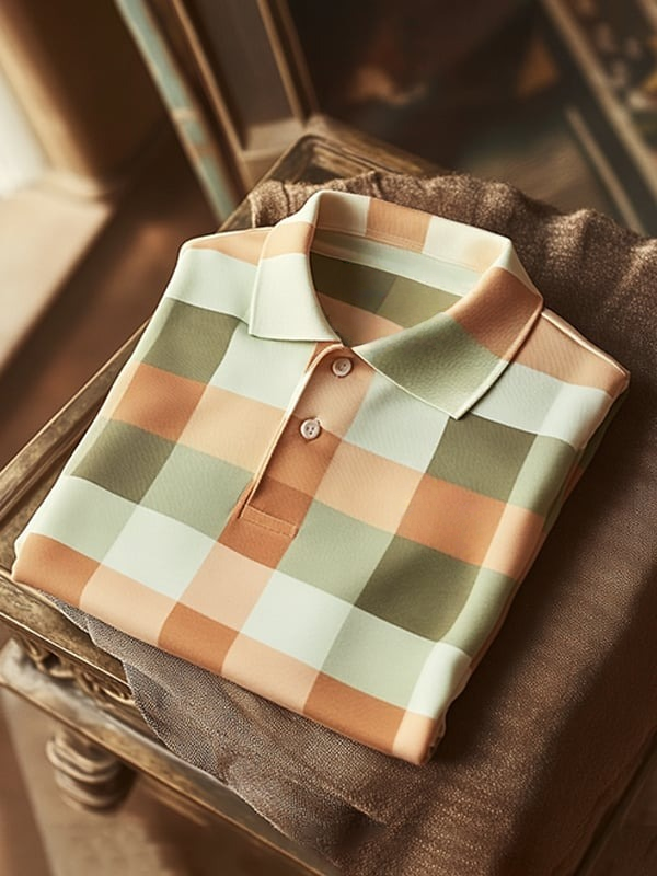 Camisa polo clásico ejecutivo Contrast Logo Button de manga corta para hombre