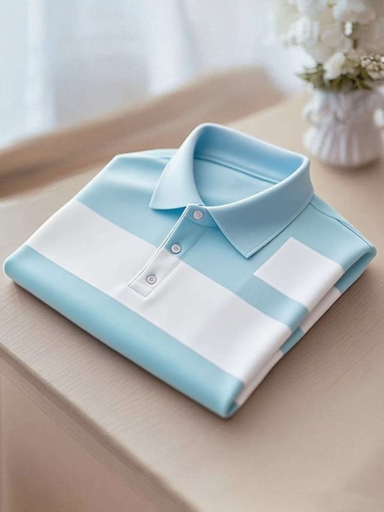 Camisa polo Smart casual en bloques de color Logo Button de manga corta para hombre