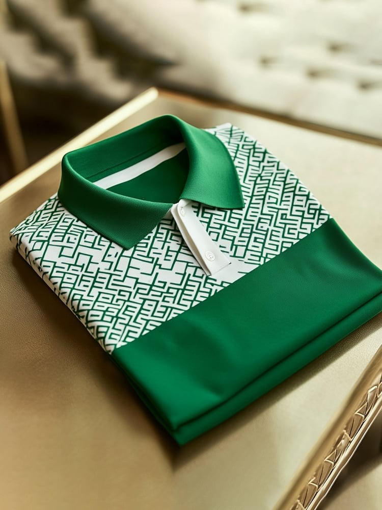 Camisa polo clásico ejecutivo Check Logo Button de manga corta para hombre