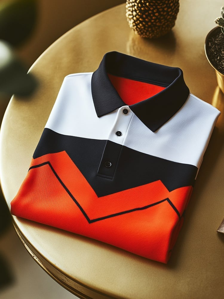Camisa polo clásico ejecutivo Check Logo Button de manga corta para hombre