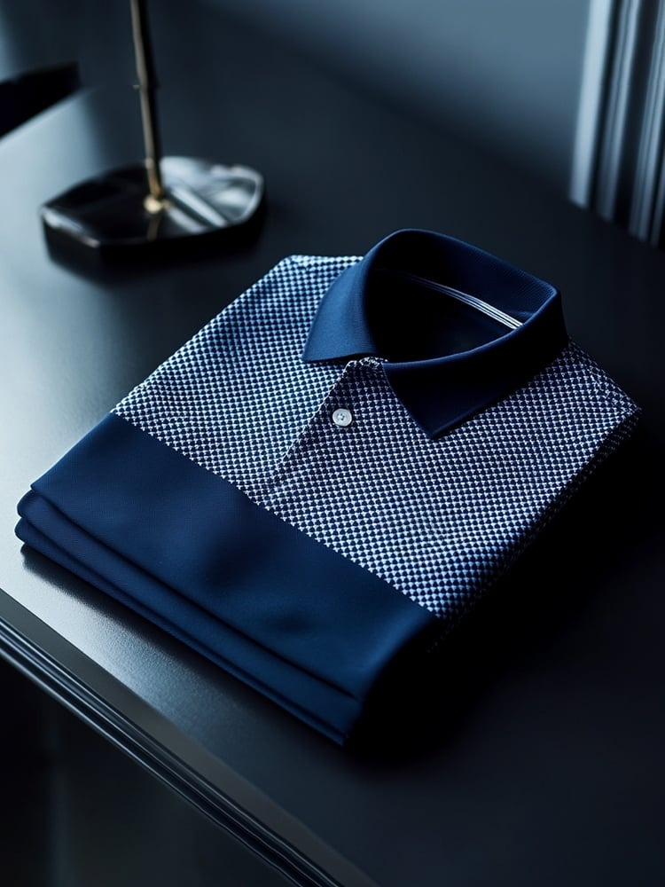 Camisa polo clásico ejecutivo Check Logo Button de manga corta para hombre