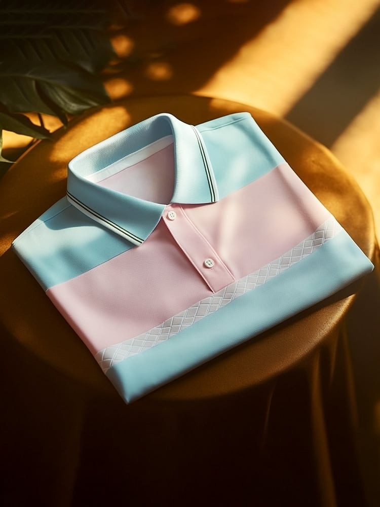 Camisa polo clásico ejecutivo Check Logo Button de manga corta para hombre