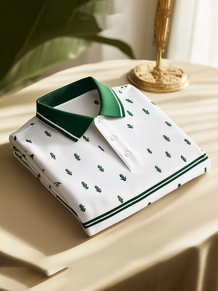 Camisa polo clásico ejecutivo Check Logo Button de manga corta para hombre