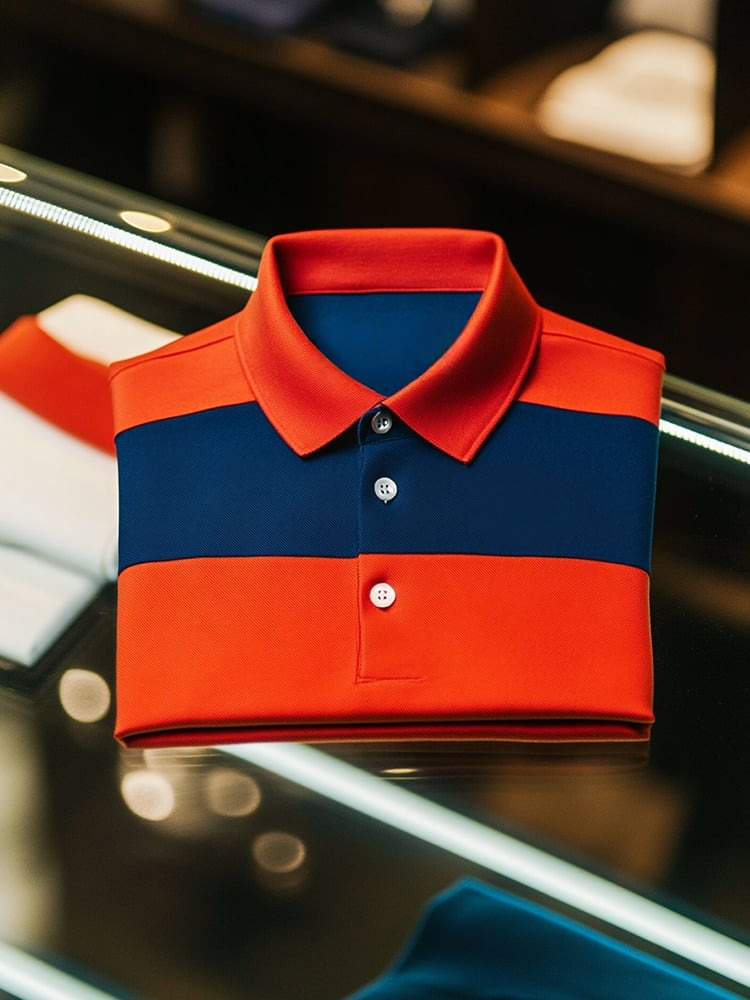 Camisa polo Smart casual en bloques de color Logo Button de manga corta para hombre