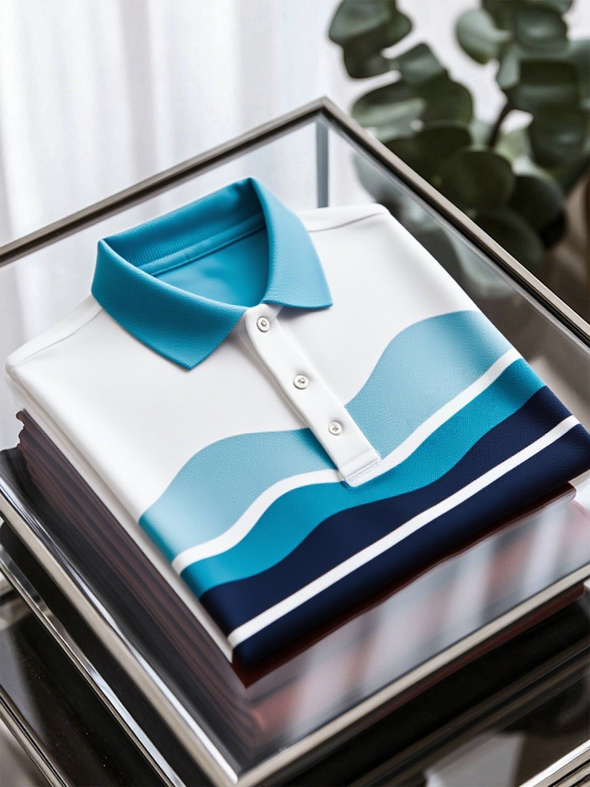 Camisa polo ejecutivo casual Art Button de manga corta para hombre