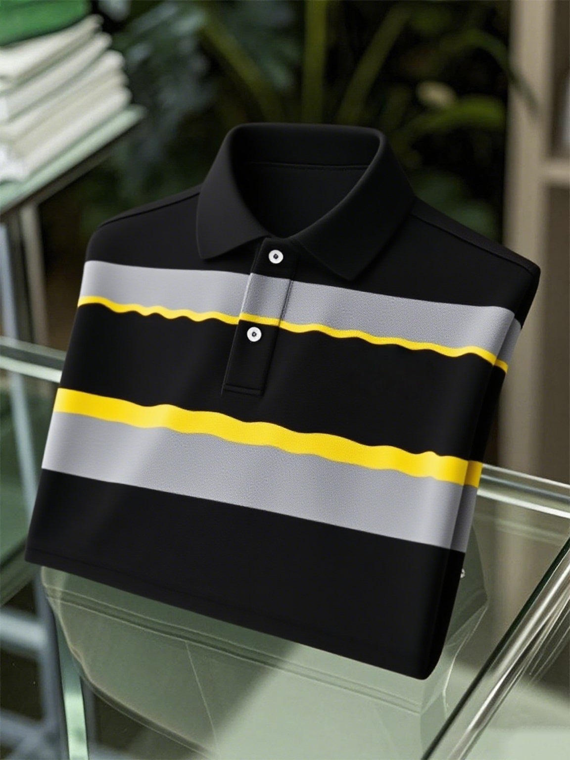 Camisa polo ejecutivo casual Art Button de manga corta para hombre