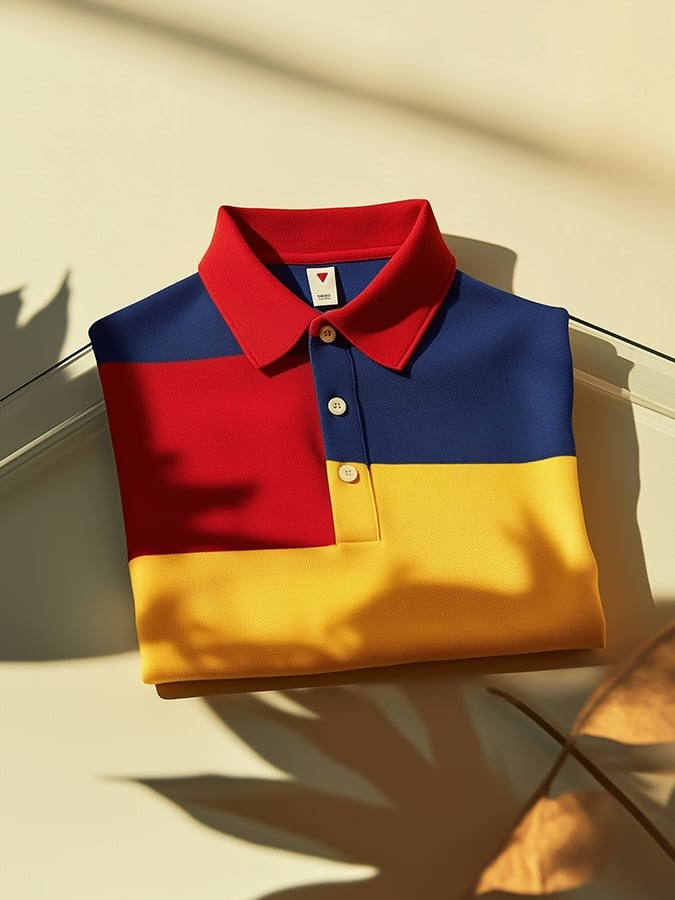 Camisa polo clásico ejecutivo Old Money Button de manga corta Red para hombre