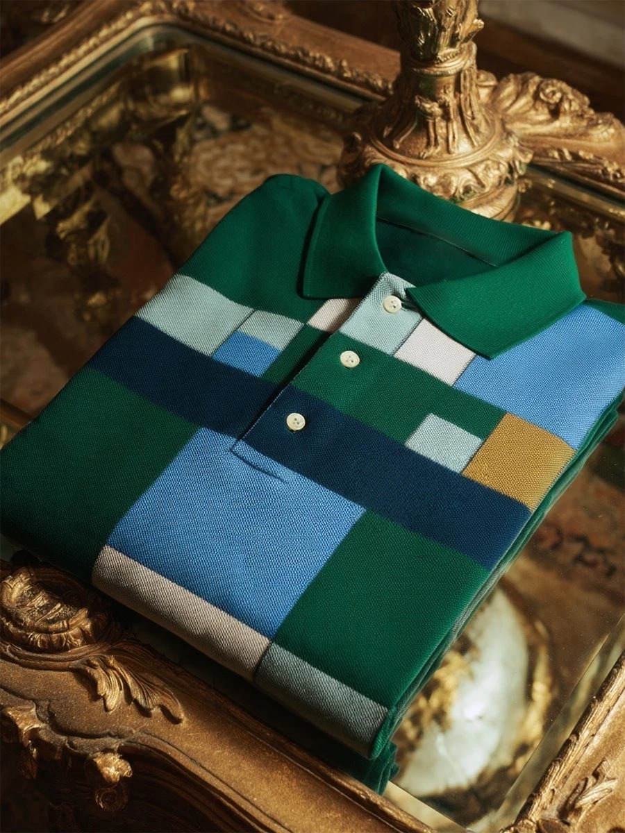 Camisa polo ejecutivo casual Mondrian Art Button de manga corta para hombre