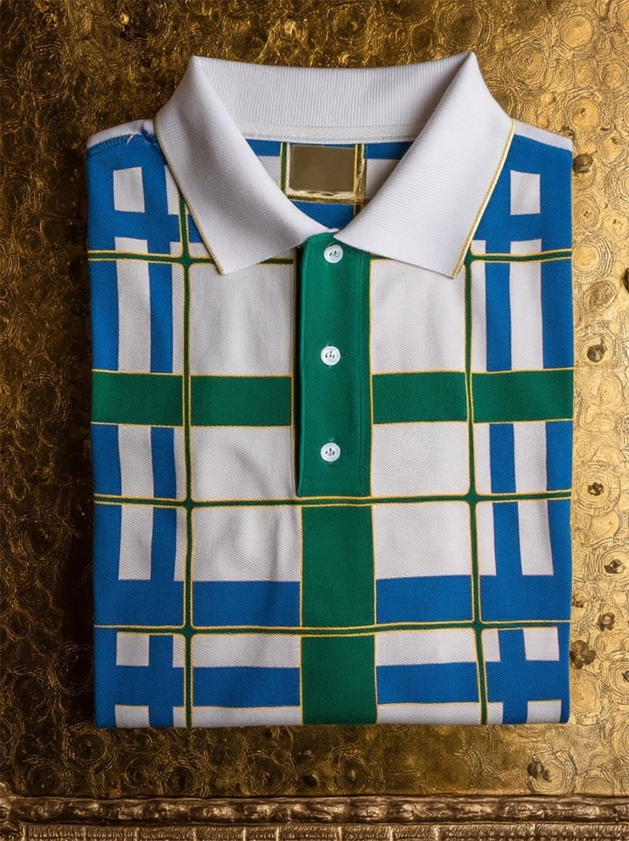Camisa polo ejecutivo casual Mondrian Art Button de manga corta para hombre