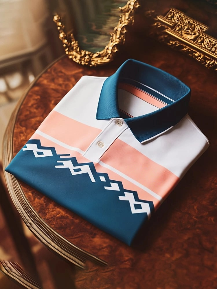 Camisa polo clásico ejecutivo Check Logo Button de manga corta para hombre