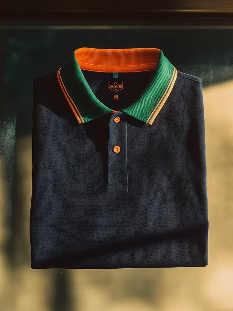 Camisa polo clásico ejecutivo Old Money Button de manga corta Birdie Navy Blue para hombre