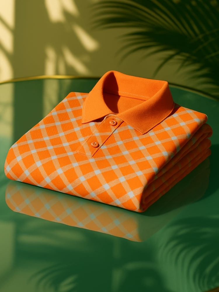Camisa polo ejecutivo casual Old Money estampado con botones para hombre