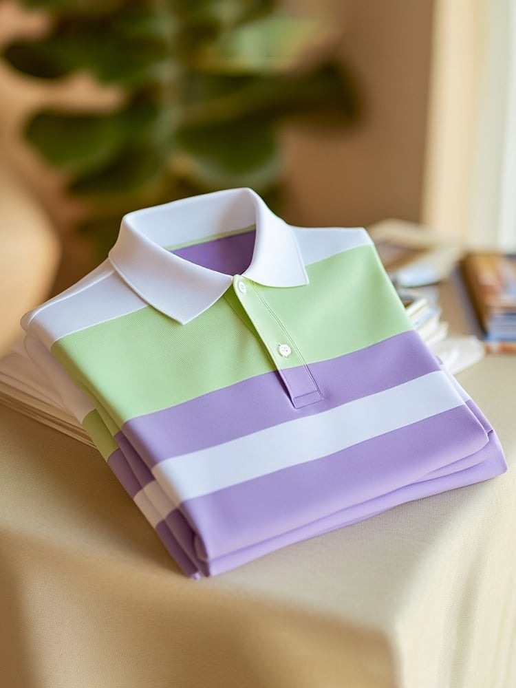 Camisa polo clásico ejecutivo Check Logo Button de manga corta para hombre