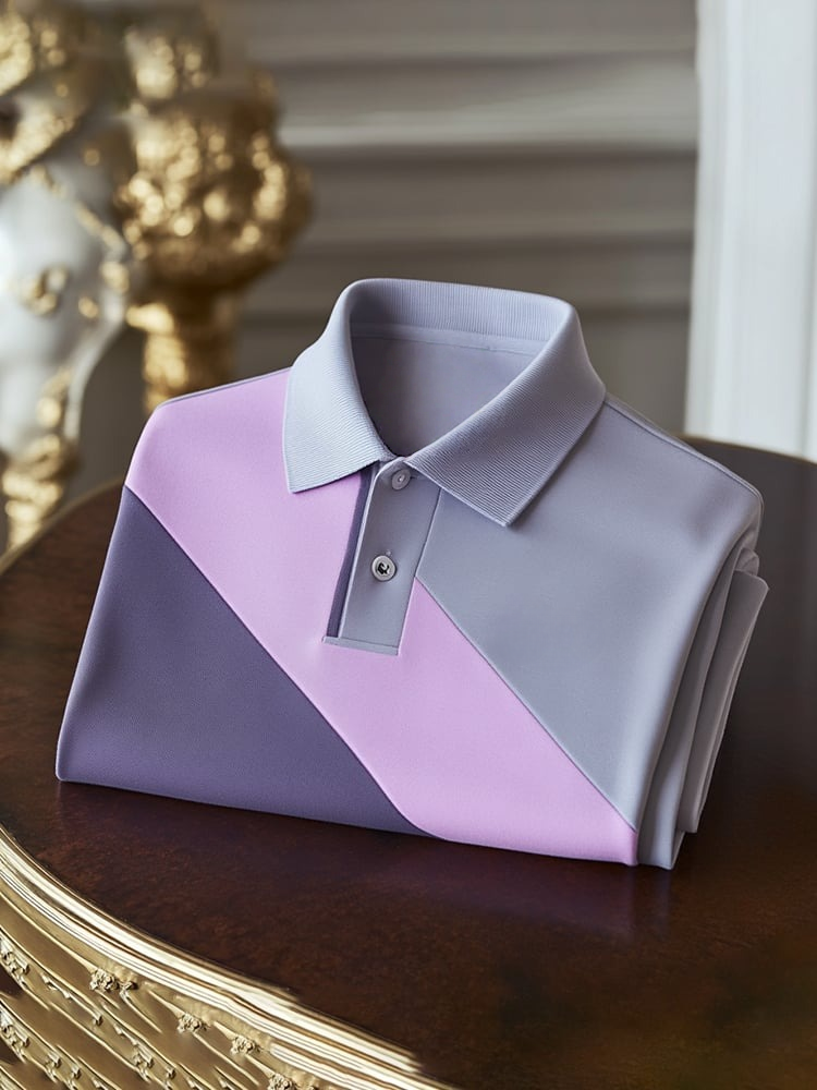 Camisa polo clásico ejecutivo Check Logo Button de manga corta para hombre