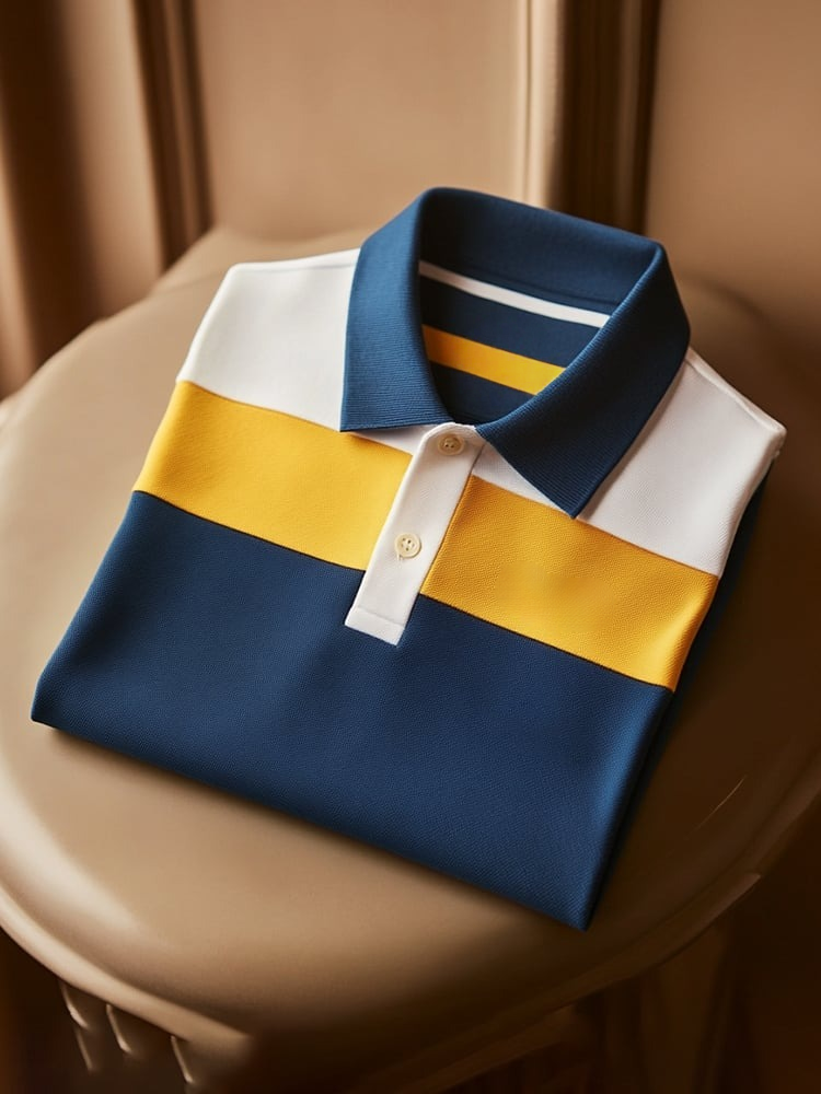 Camisa polo clásico ejecutivo Check Logo Button de manga corta para hombre