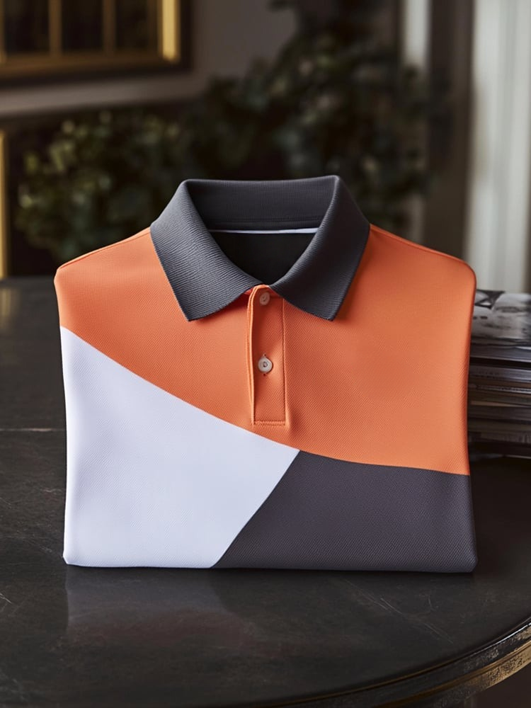 Camisa polo clásico ejecutivo Check Logo Button de manga corta para hombre