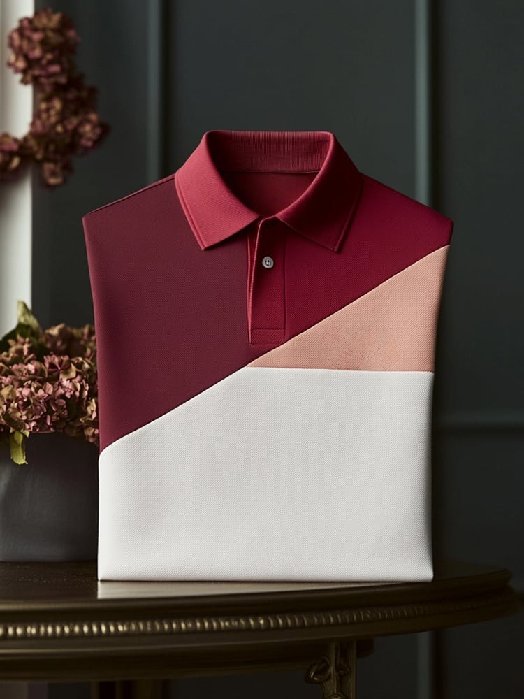 Camisa polo clásico ejecutivo Check Logo Button de manga corta para hombre